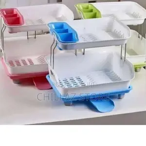 2 Tier Plastic Drain Dish Rack.