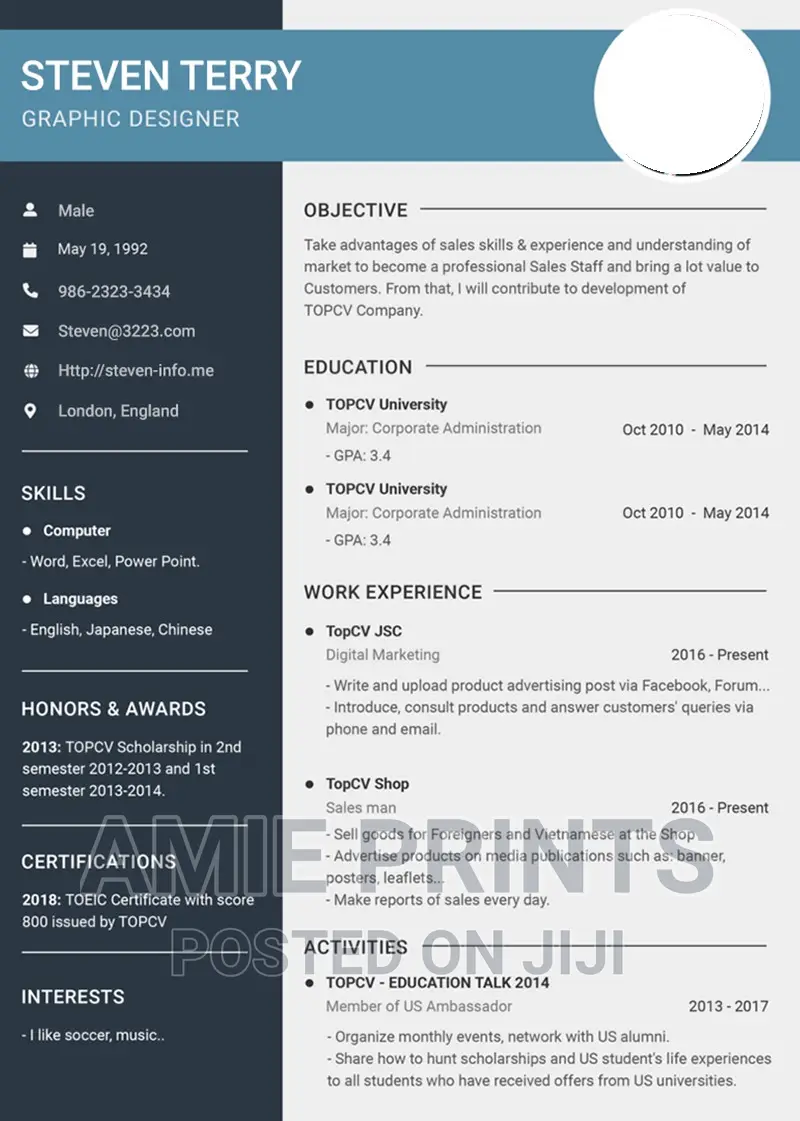 CV , Application Letters and Relevant Paper Work
