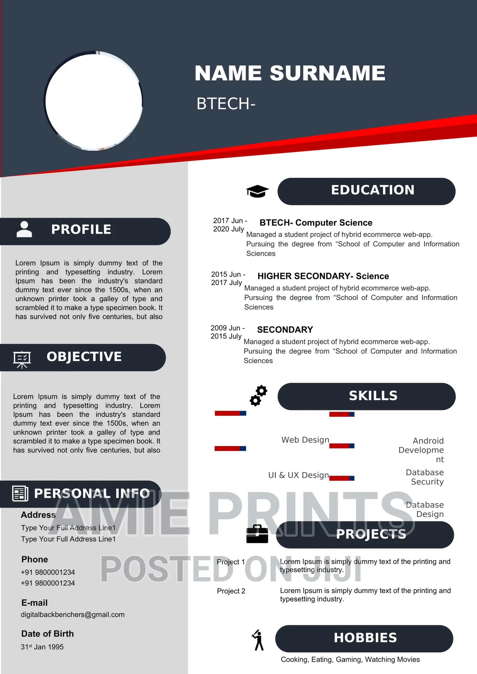 CV , Application Letters and Relevant Paper Work
