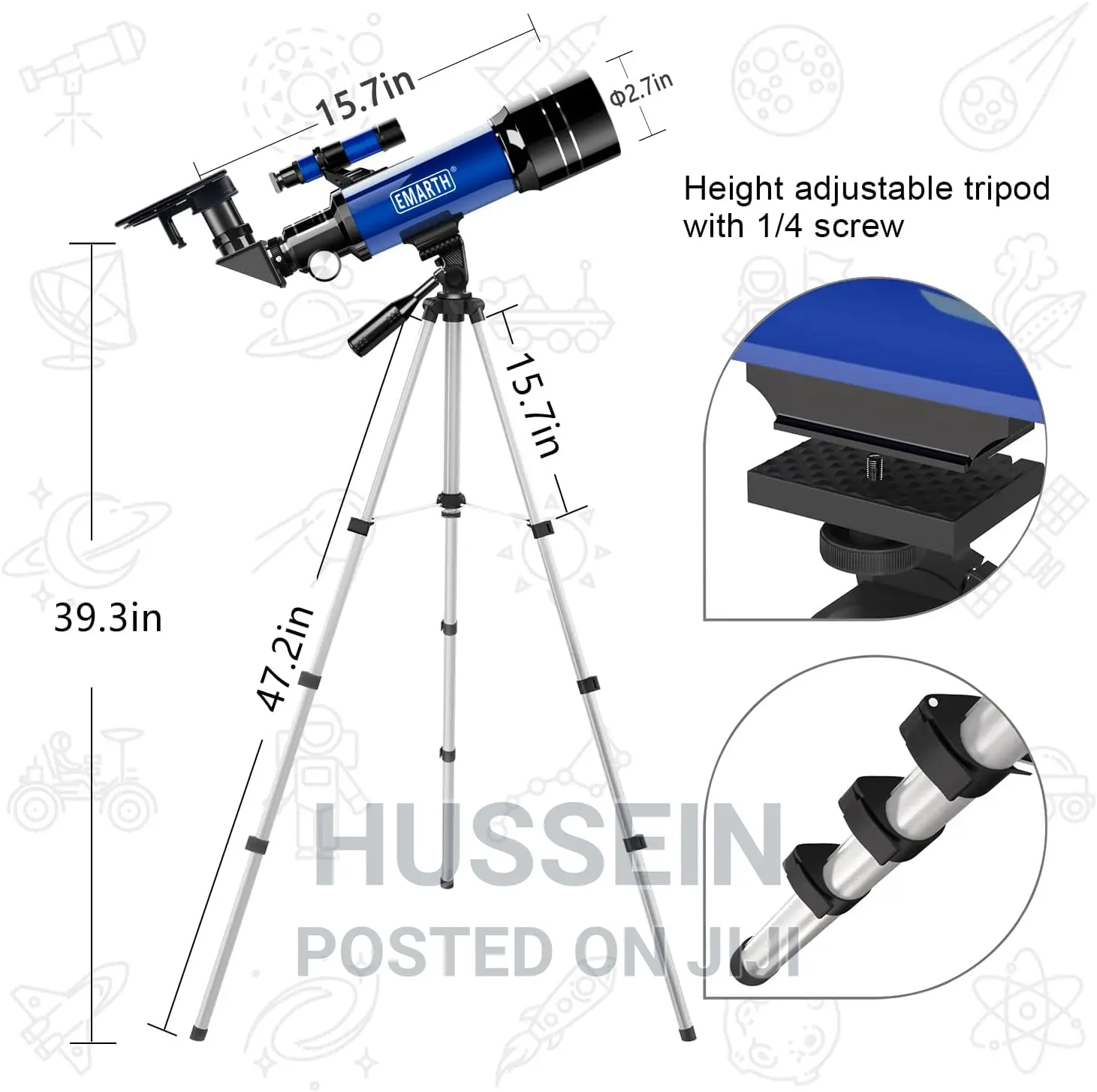 2 Eyepieces Portable Telescopes For Kid Adults Astronomy