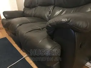 Brown Leather 3 Seater Reclining Sofa Seat
