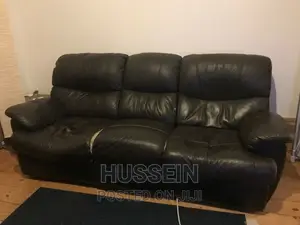 Brown Leather 3 Seater Reclining Sofa Seat