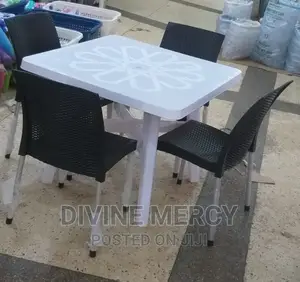 Aset of Atable and Steel Legs Armless Chair