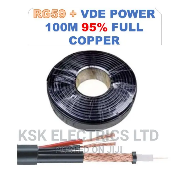 CCTV Rg 59+Video +100m 95percent Full Copper Coaxial