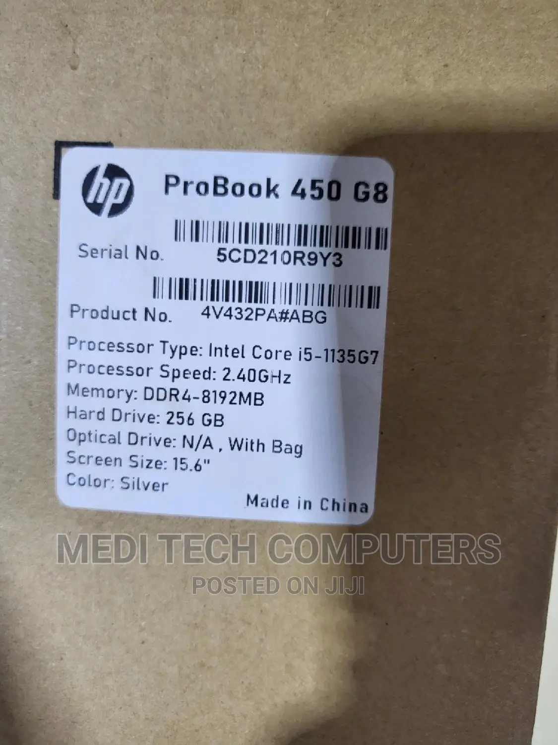 New Laptop HP ProBook 450 G8 8GB Intel Core I5 SSD 256GB