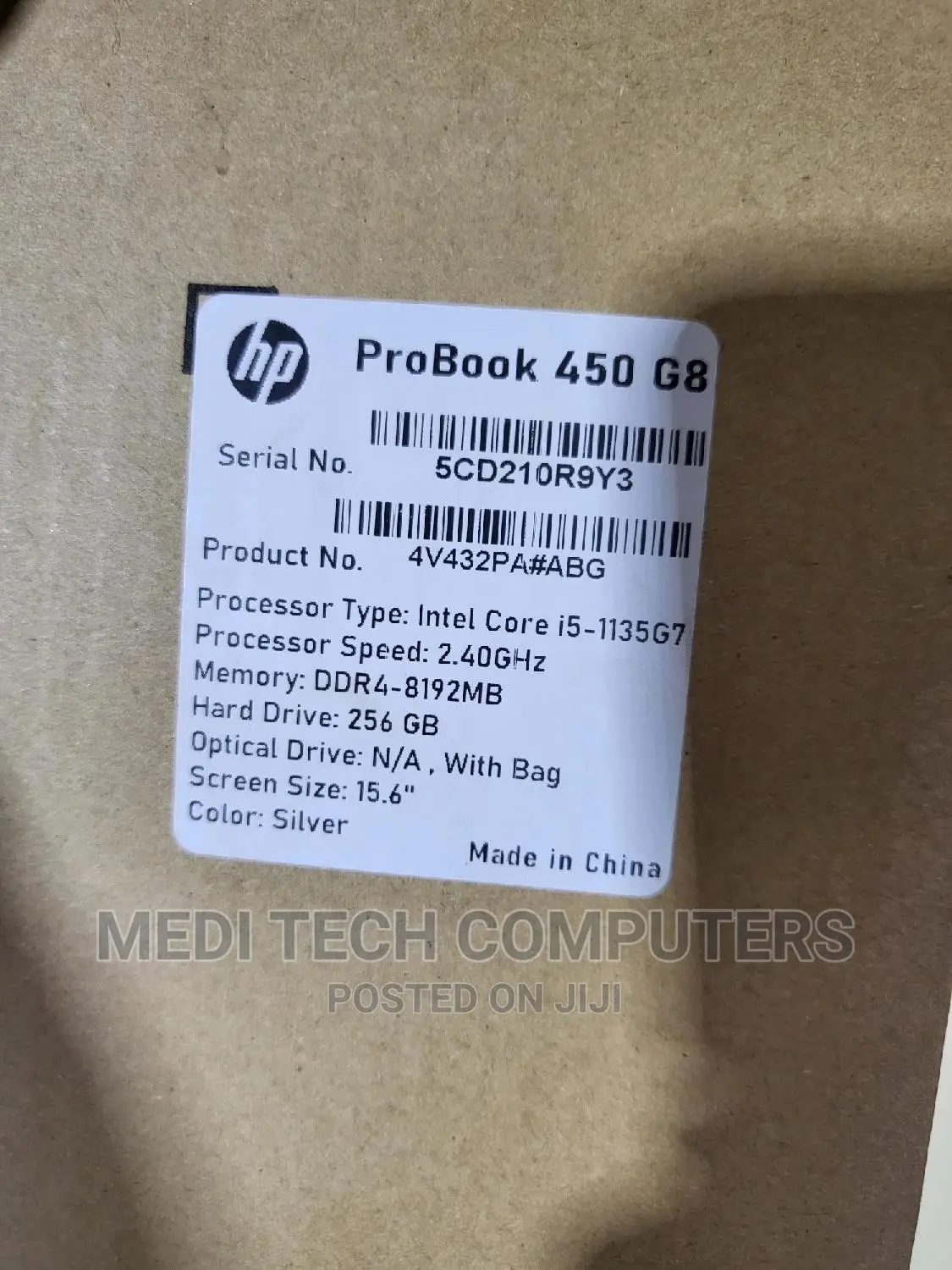 New Laptop HP ProBook 450 G8 8GB Intel Core I5 SSD 256GB
