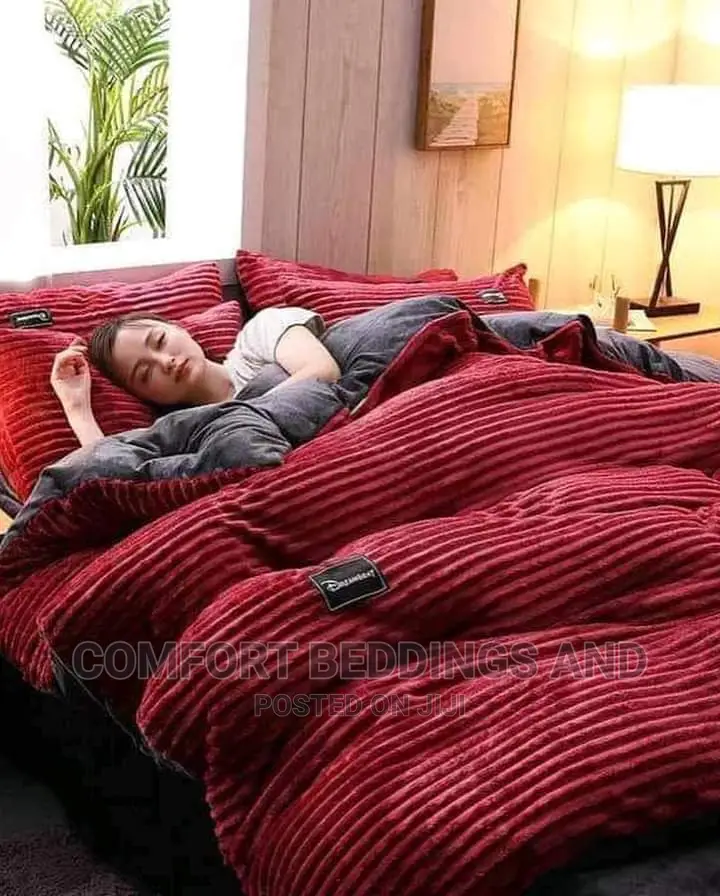 Coral Duvet Maroon With One Bedsheet and Two Pillowcases