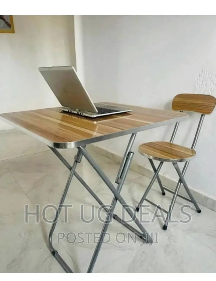 Wooden Foldable Reading Table Chair - Brown