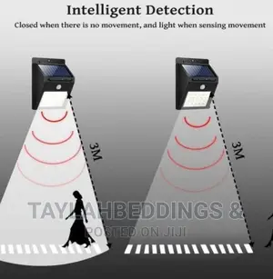 LED PIR Motion Sensor Solar Light LED Lamp - Black