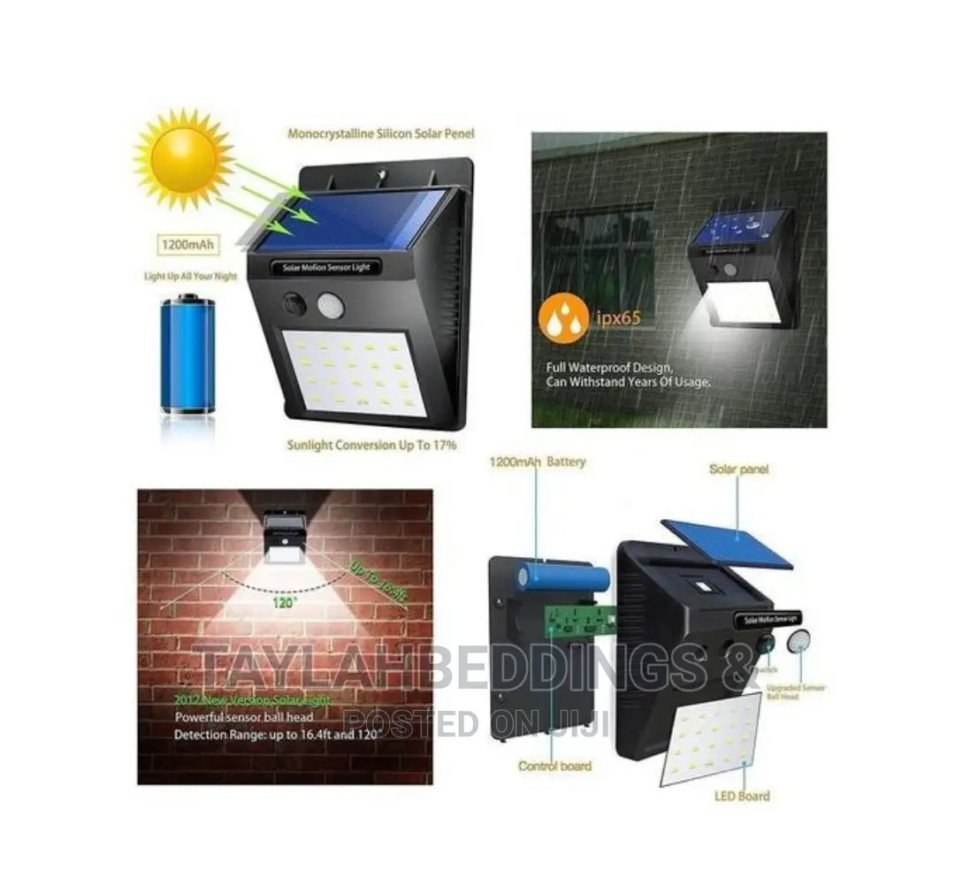 LED PIR Motion Sensor Solar Light LED Lamp - Black