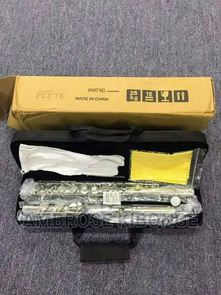 Original Professional Silver Flute With Hard Case and Gloves