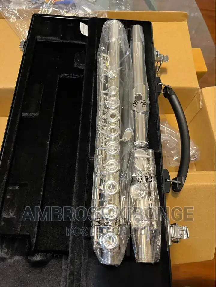 Original Professional Silver Flute With Hard Case and Gloves