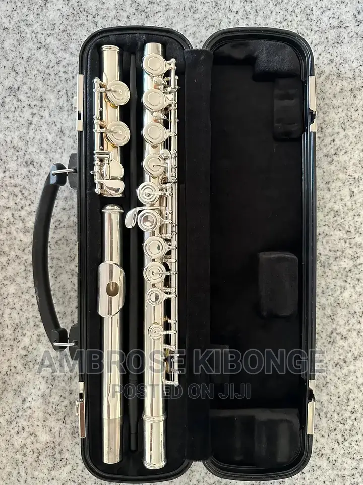 Original Professional Silver Flute With Hard Case and Gloves