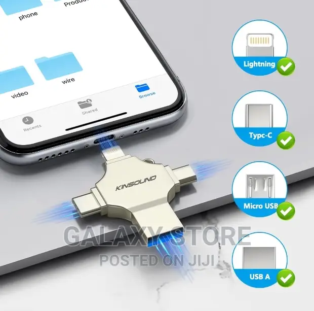 Kinsound Lightning Otg Pendrive 3in1 OTG Adapter, USB C