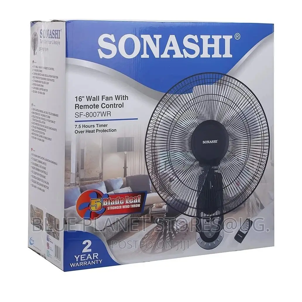 SONASHI "16" Wall Fans With Remote \\ 60w \\ SF-8007-WR