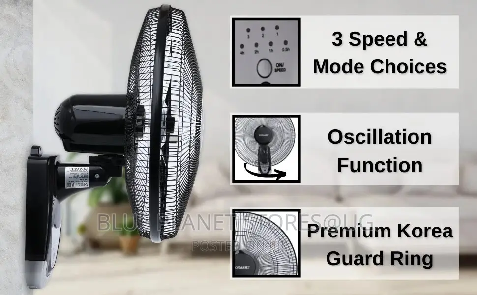 SONASHI "16" Wall Fans With Remote \\ 60w \\ SF-8007-WR
