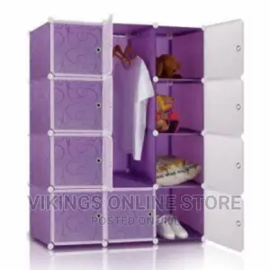 Purple DIY 3 Column Plastic Wardrobe