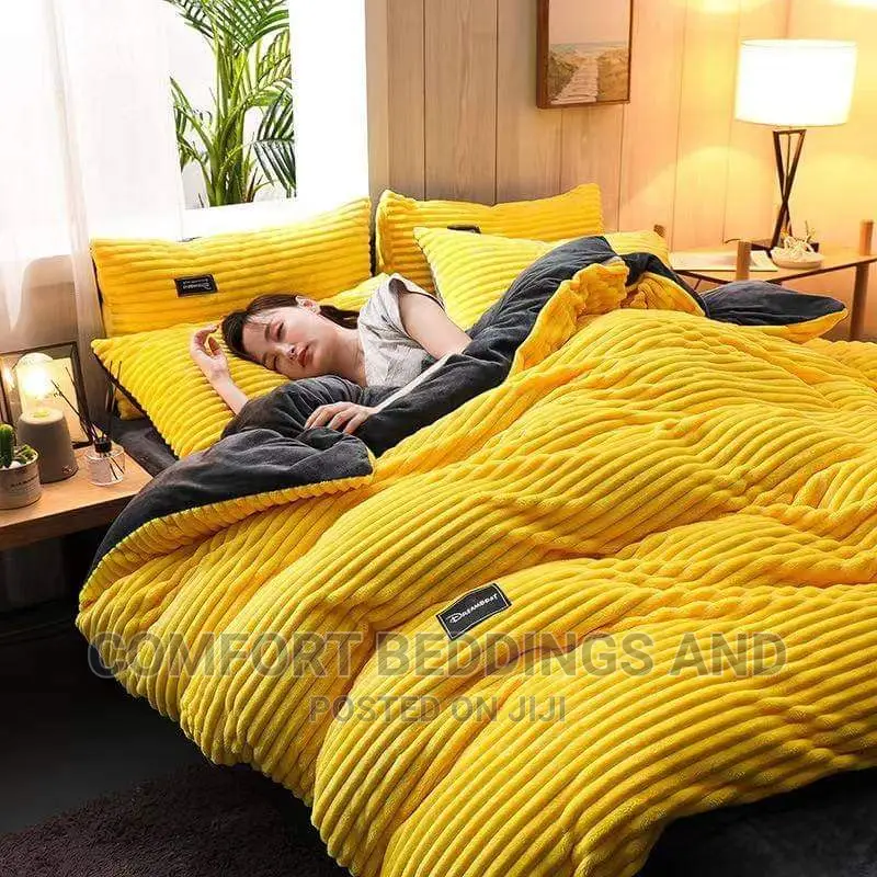 Coral Duvet Yellow With One Bedsheet and Two Pillowcases