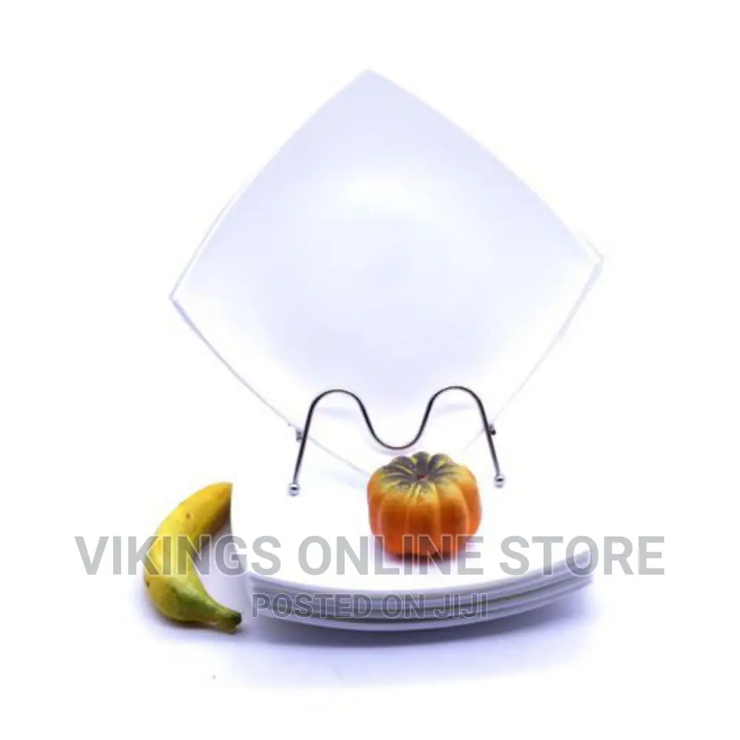6 Pieces of Square Curved Snow Dinner Plates – White