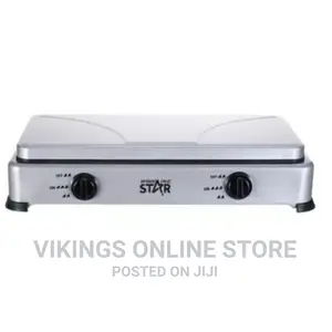 Winning Star Two Burner Gas Cooking Stove With Lid -Grey