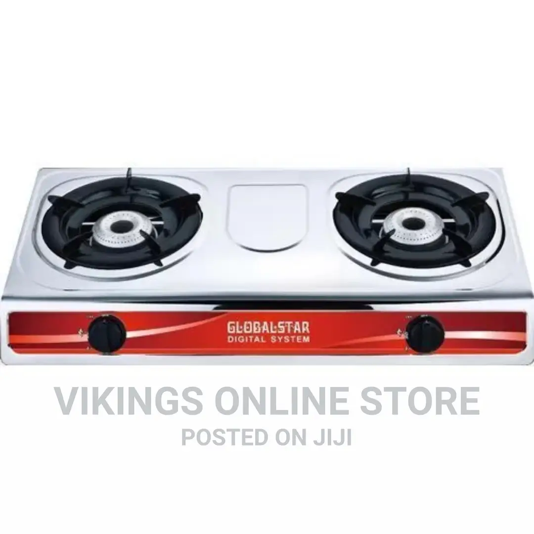 Globalstar Double Burner Gas Stove Stainless Steel – White