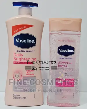 Vaseline Health Bright Body Lotion and Vitamin B3 Body Oil.