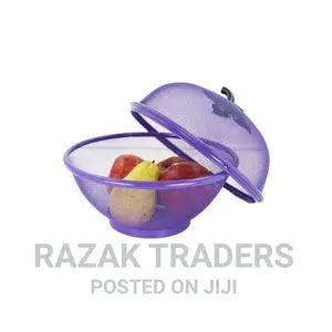 Netted Fruit Basket With Cover - Purple,Red Blue
