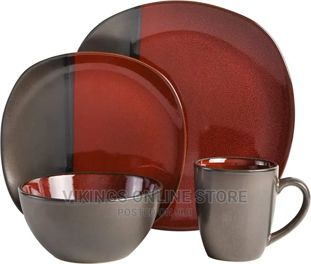 24pc Dinner Set
 Red-Black