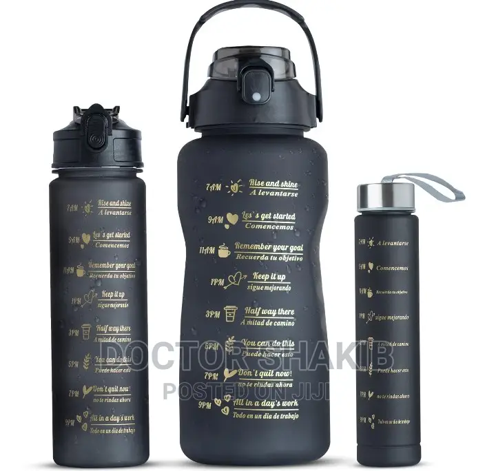 3pcs Portable Water Bottle Set (Black)