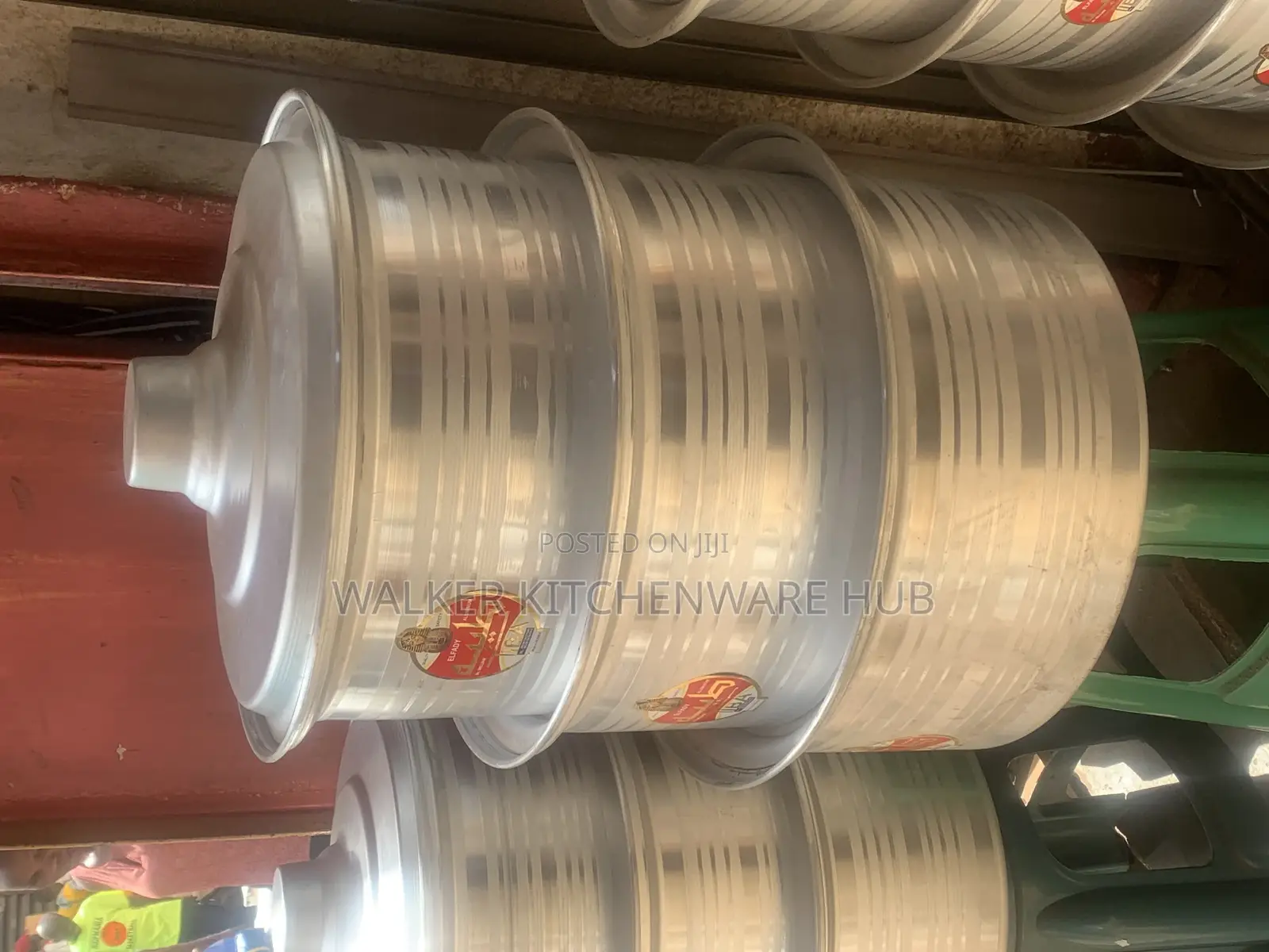 3pc Set Round Big Aluminium Saucepans With Covers