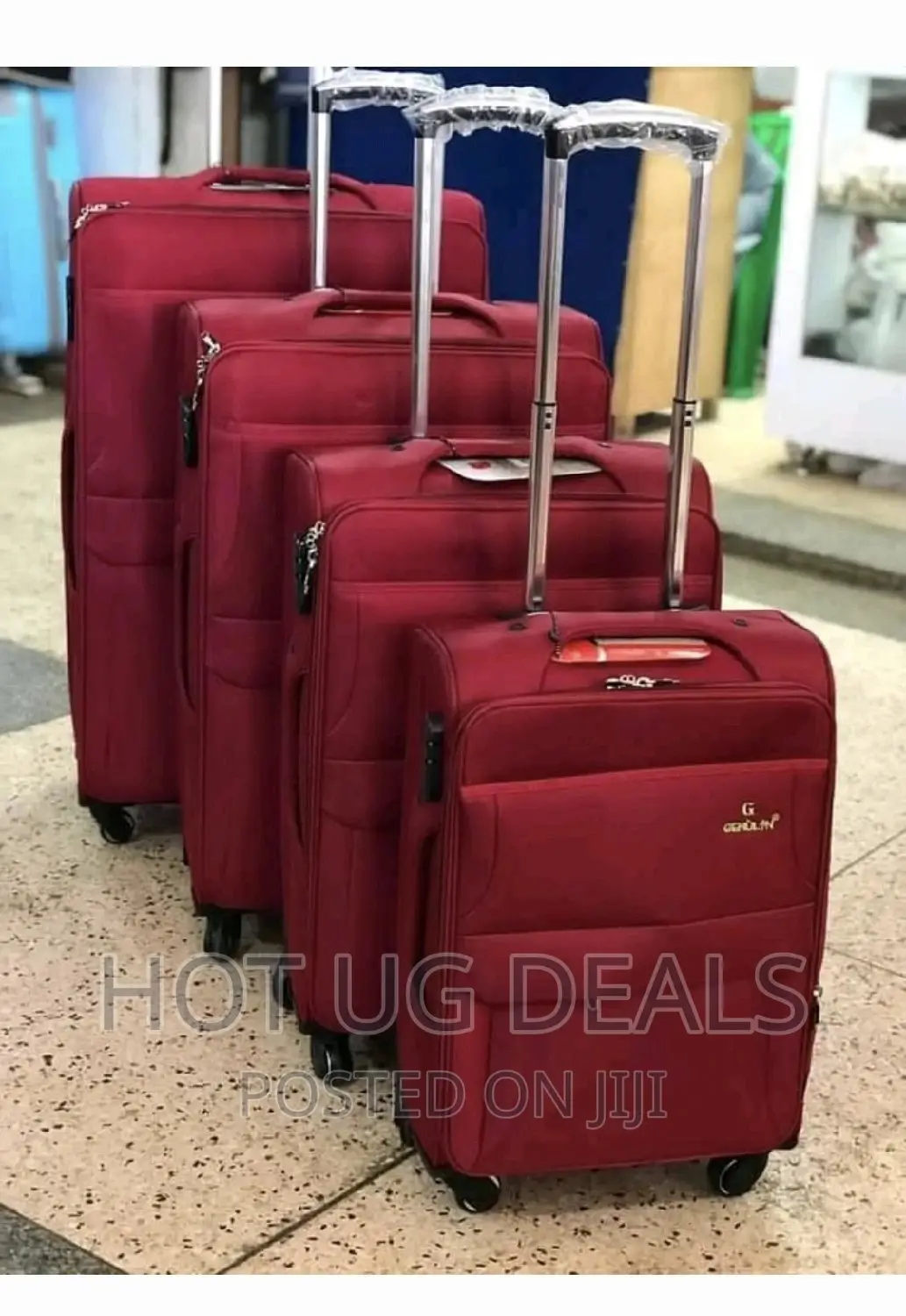 4pcs Fabric Cloth Travel Suitcases Fashion Bag-Maroon
