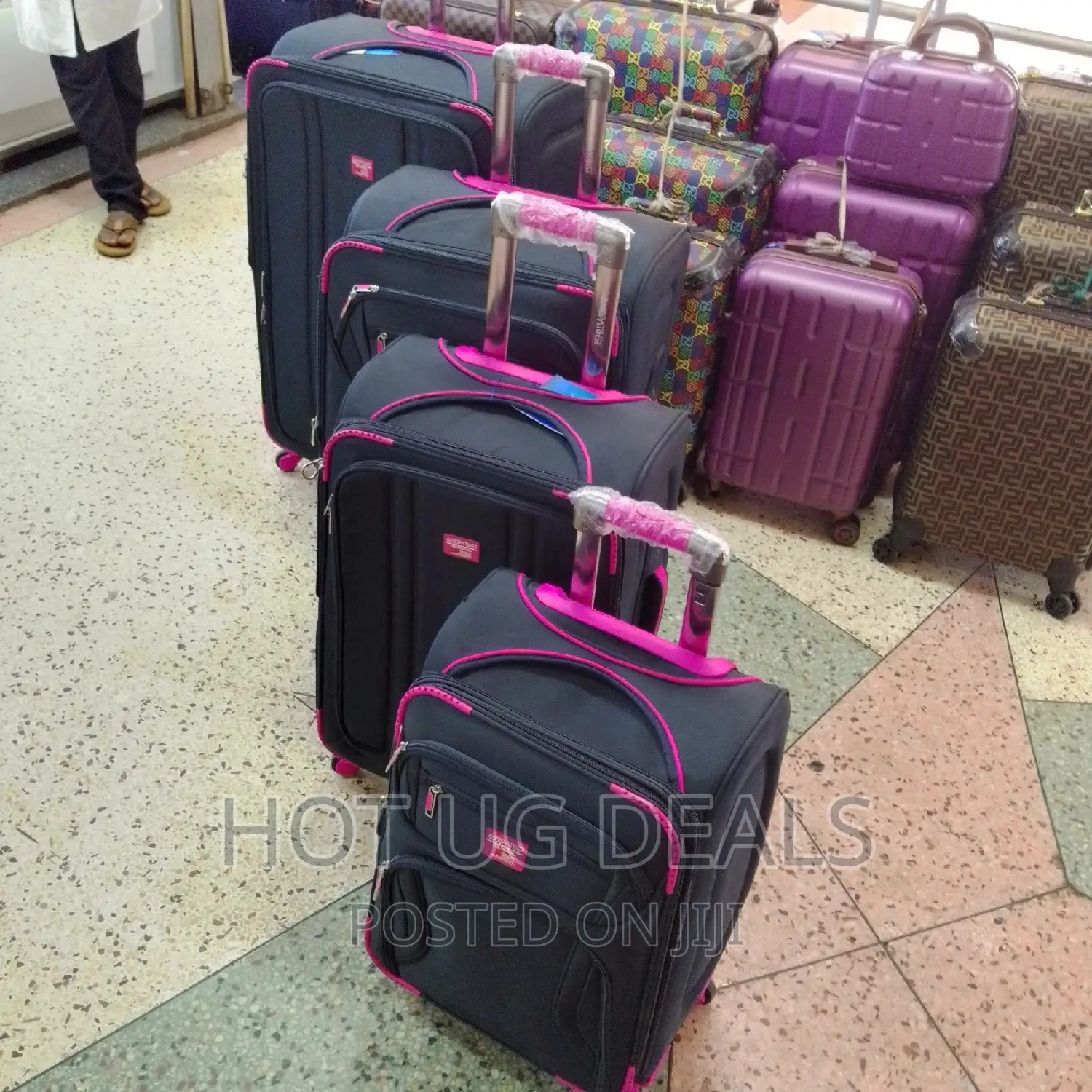 Fabric Cloth Travel Suitcases Fashion Bag - Black
