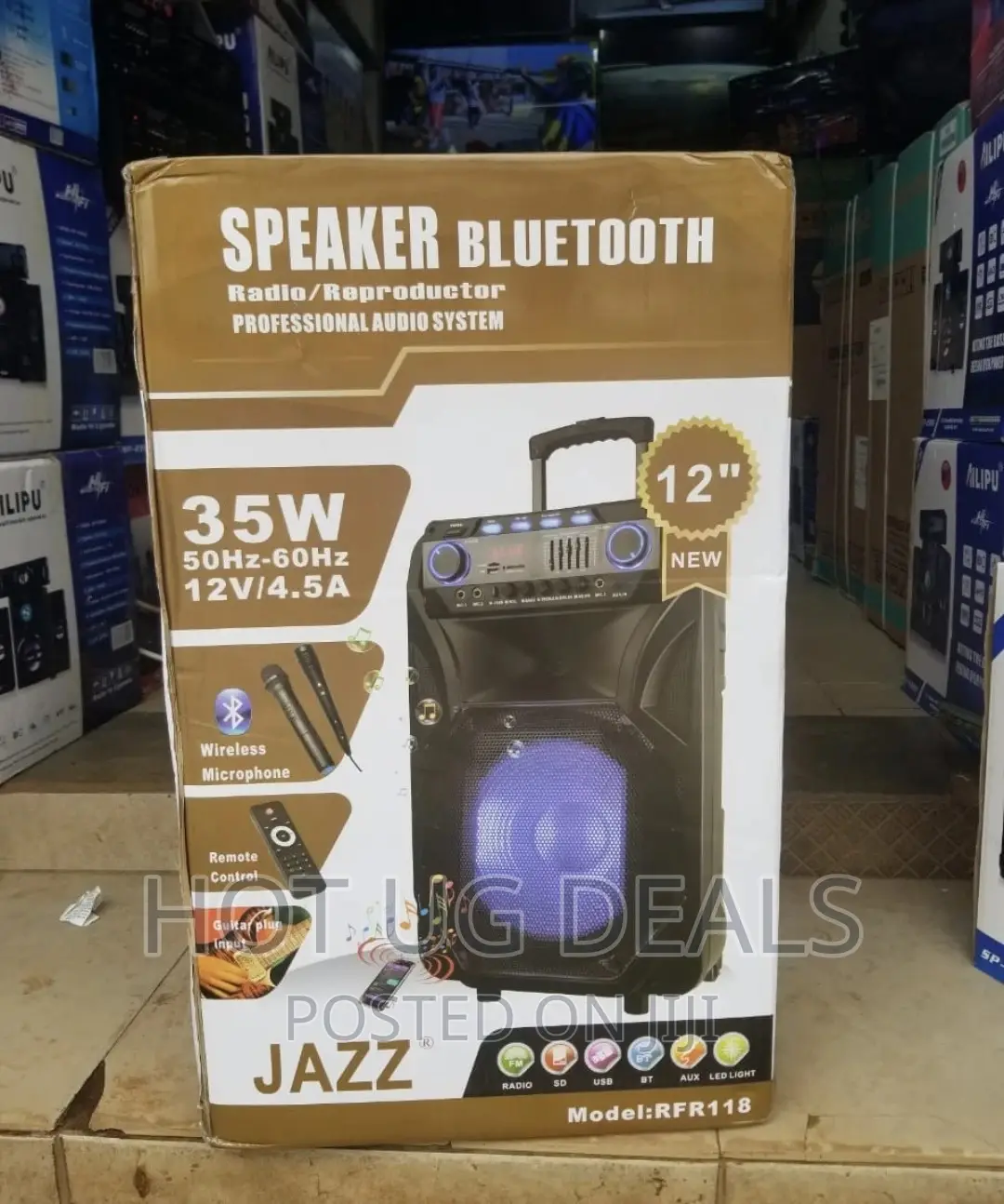 Jazz 12" Amplified Public Address Speaker Rechargeable-Black