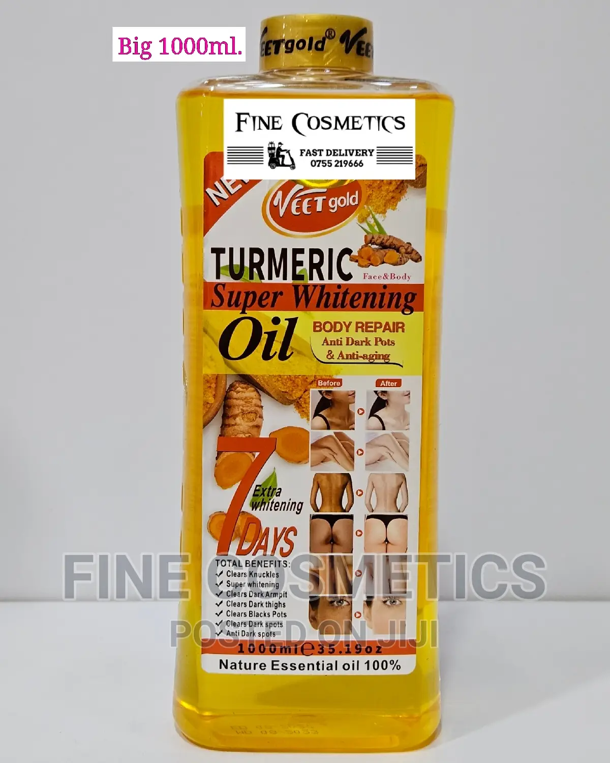 1PC Veet Gold 7days Turmeric Super Whitening Body Repair Oil