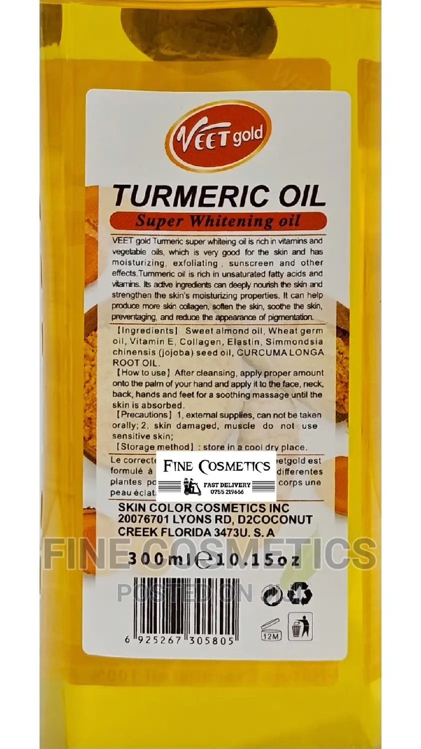 1PC Veet Gold 7days Turmeric Super Whitening Body Repair Oil