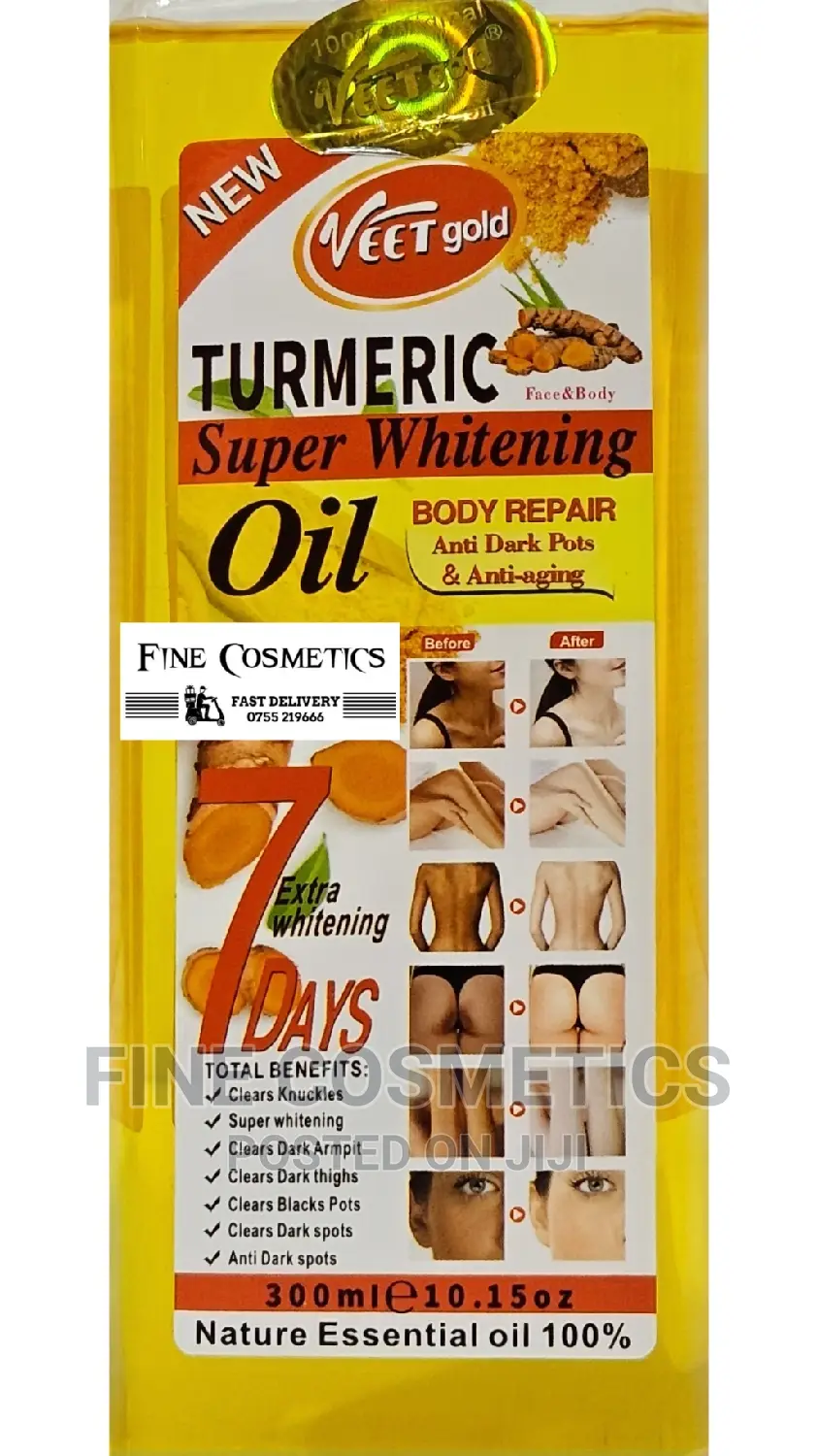 1PC Veet Gold 7days Turmeric Super Whitening Body Repair Oil
