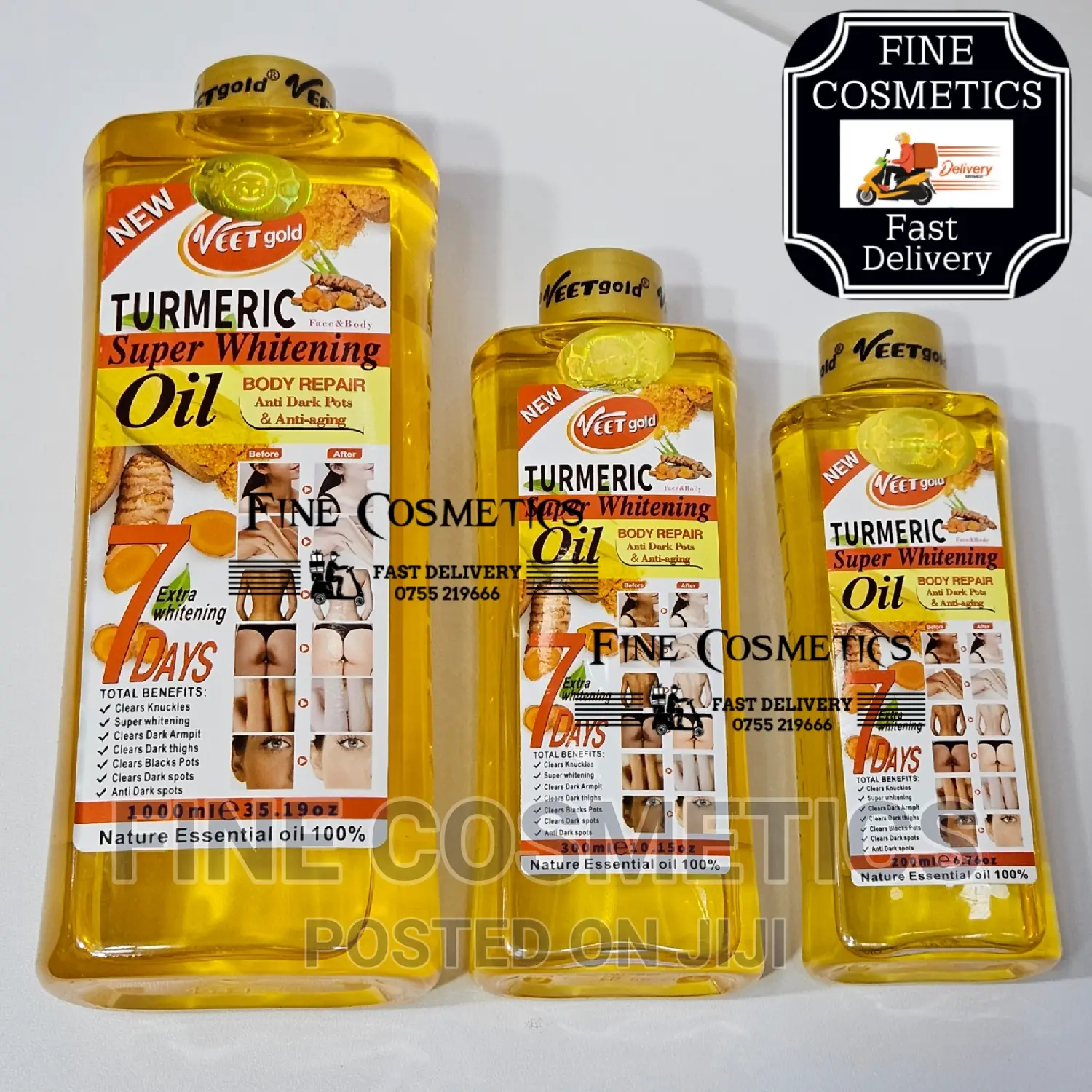 1PC Veet Gold 7days Turmeric Super Whitening Body Repair Oil