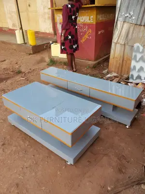 Tv Stand and Center Table Gold and Gray Colours