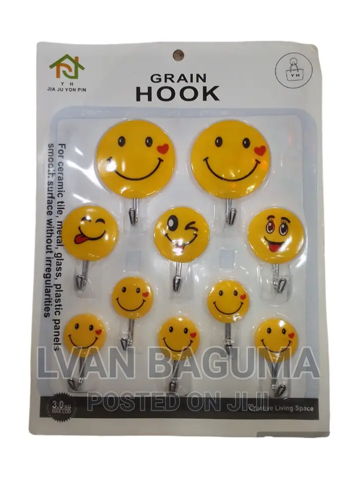 Emojis Wall Adhesive Sticky Hooks - 9 /10 in a Pack