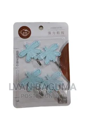 Butterfly Design Adhesive Wall Sticky Hooks - 4 in a Pack