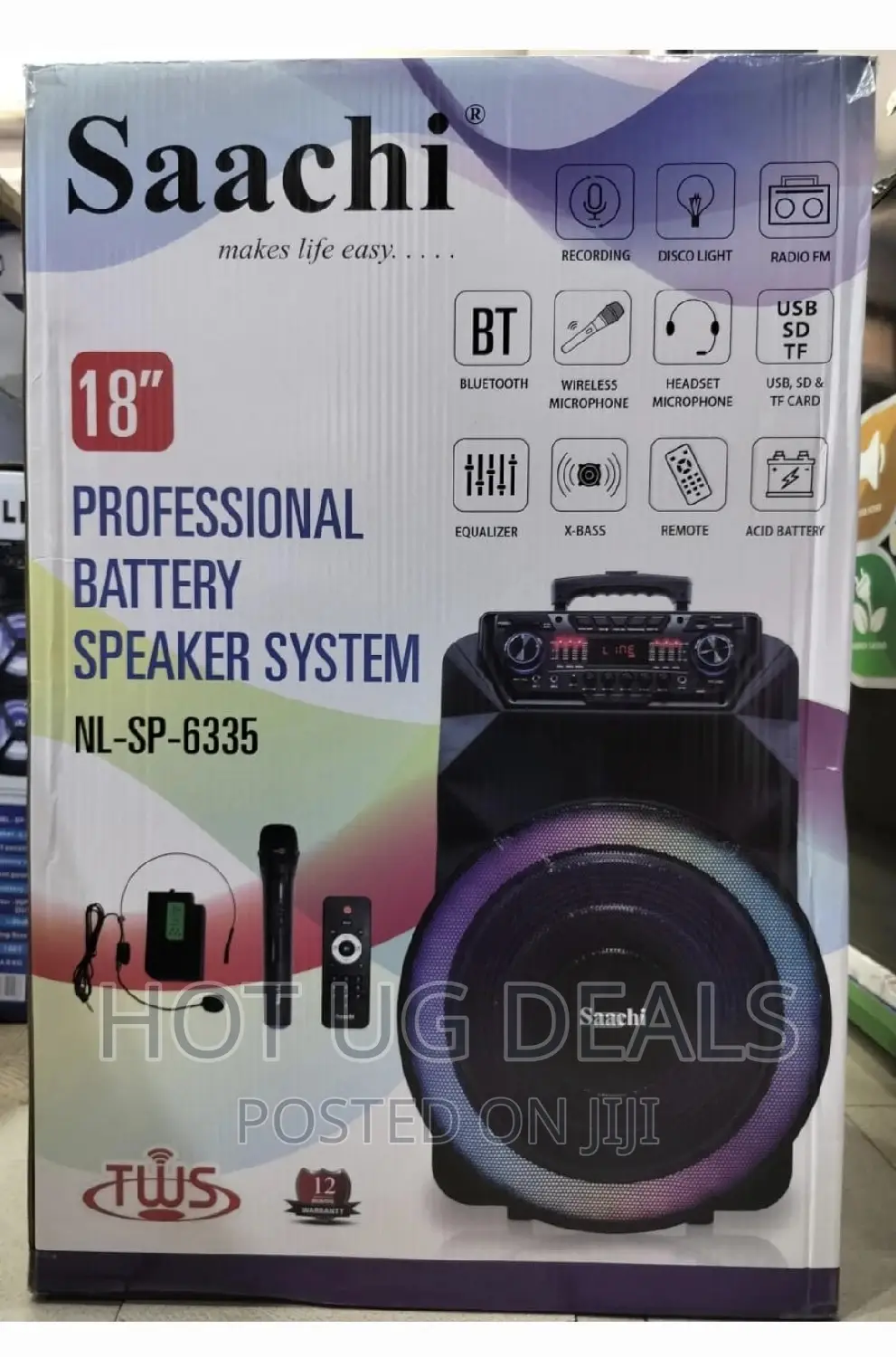 18" Saachi Rechargeable Speaker With Bluetooth,Fm, Mic,Radio