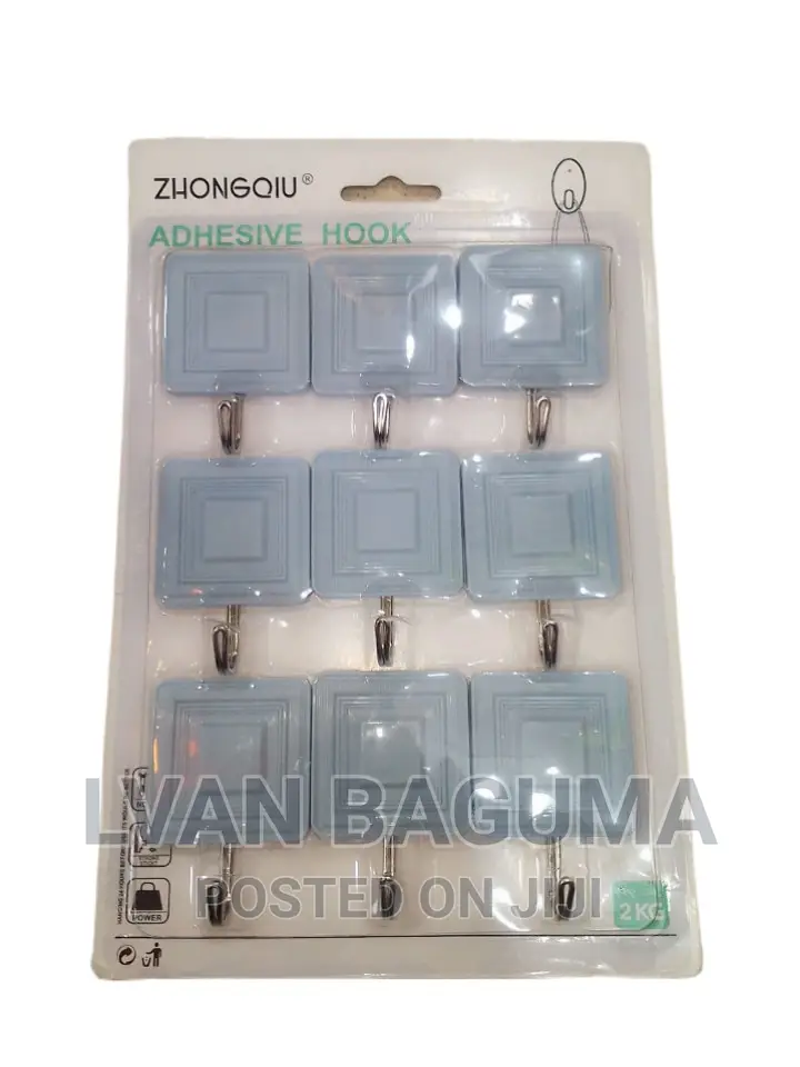 Different Designs Adhesive Wall Sticky Hooks - 9 in a Pack