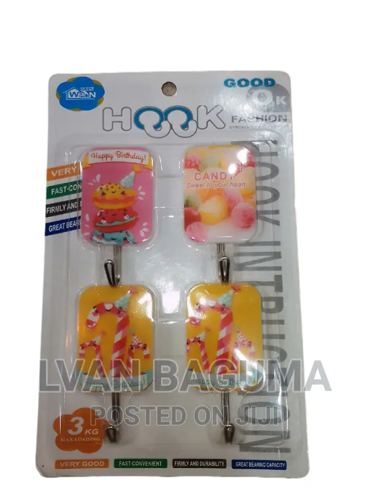 Different Designs Adhesive Wall Sticky Hooks - 4 in a Pack