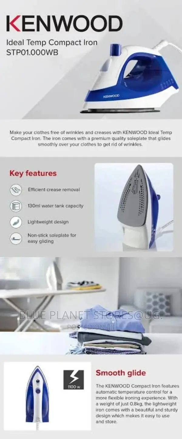 KENWOOD Electric Steam Flat Irons \\ 1100w \\ STP01