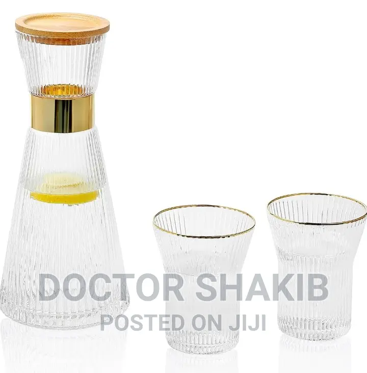 New Ribbed Glass Carafe Set