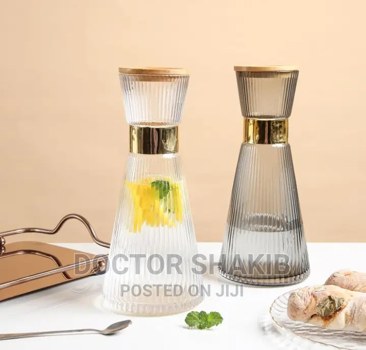 New Ribbed Glass Carafe Set