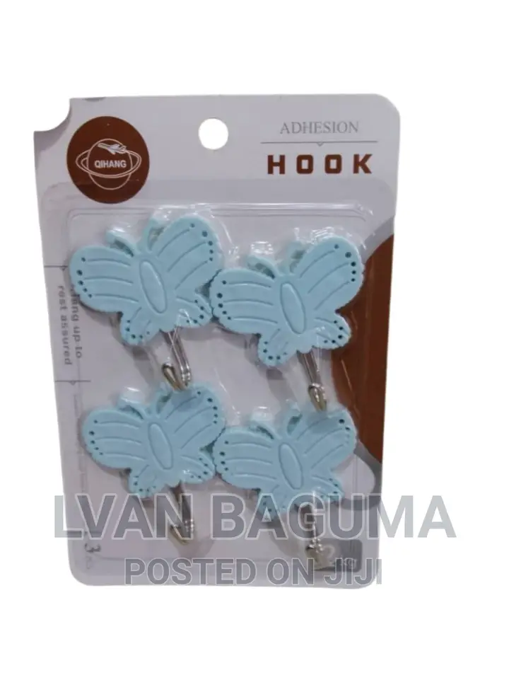 Butterfly Design Adhesive Wall Sticky Hooks - 4 in a Pack