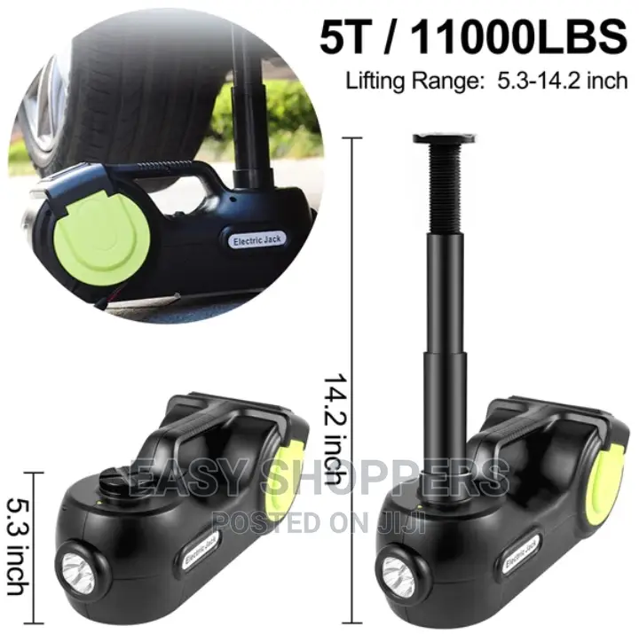 5 Ton 12V Electric Car Jack Kit + Impact Wrench LED Light