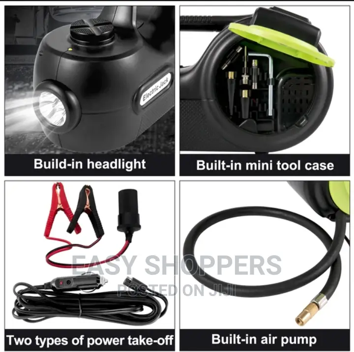 5 Ton 12V Electric Car Jack Kit + Impact Wrench LED Light