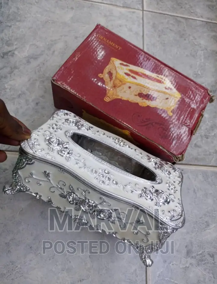 Tissue Box Luxurious Rose Napkin Cover Sliver White